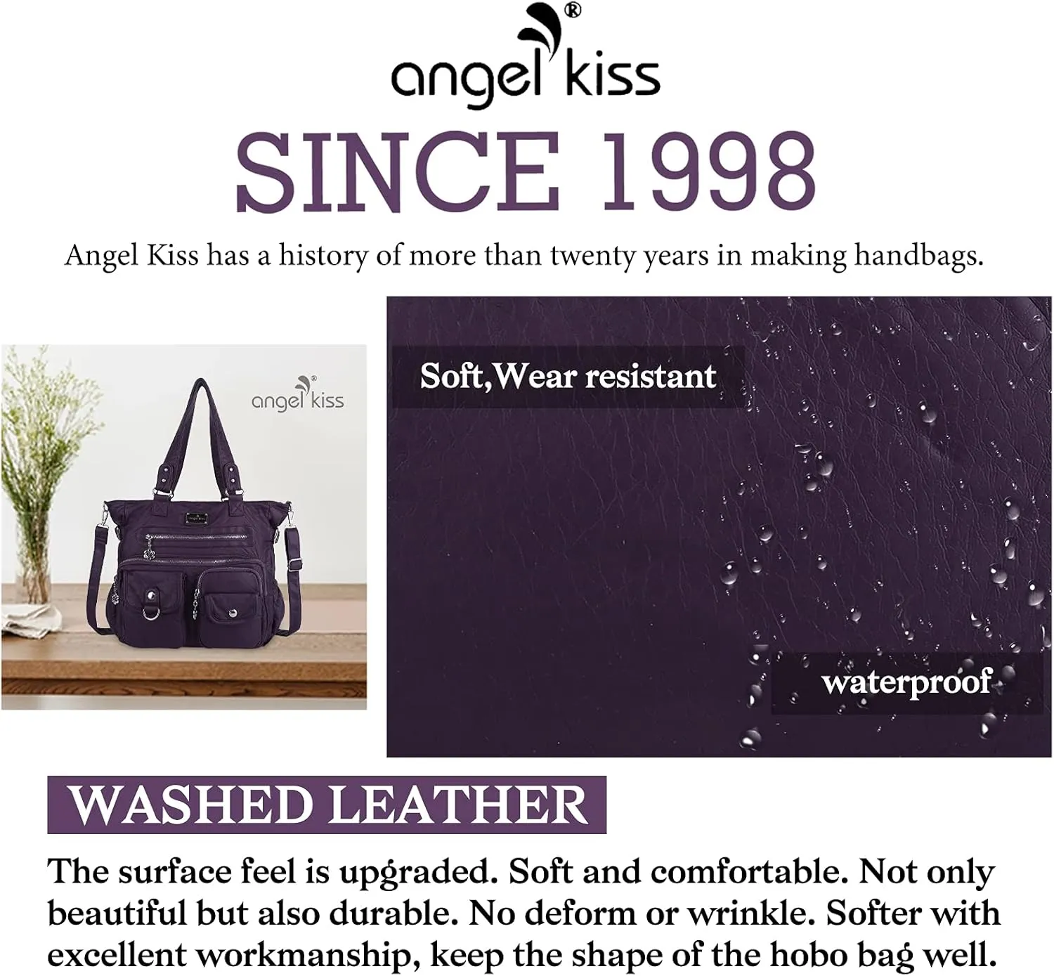 Angelkiss Purses and Handbag for Women Soft Leather Hobo Bags Satchel Shoulder Bags Ladies Tote Crossbody Bag