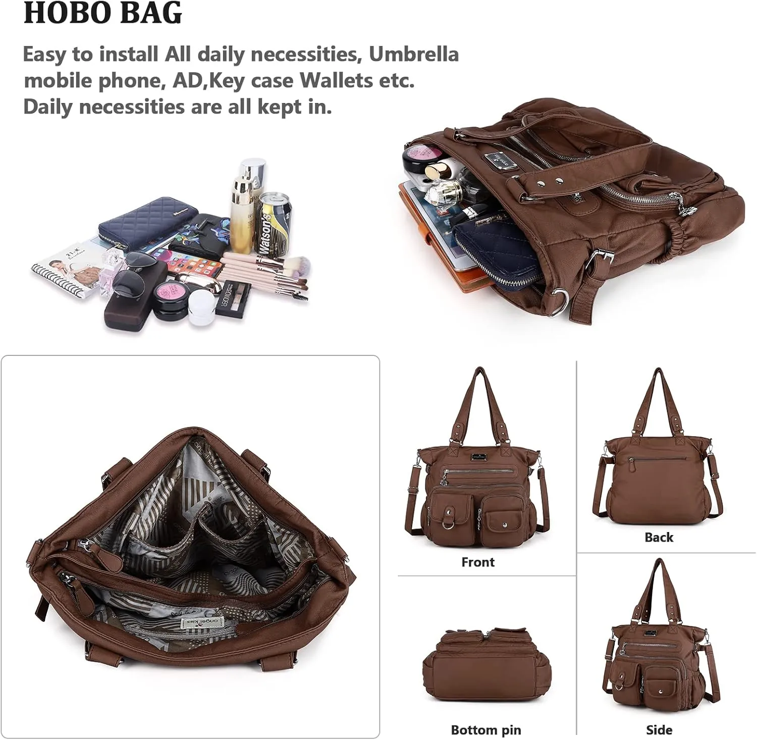 Angelkiss Purses and Handbag for Women Soft Leather Hobo Bags Satchel Shoulder Bags Ladies Tote Crossbody Bag