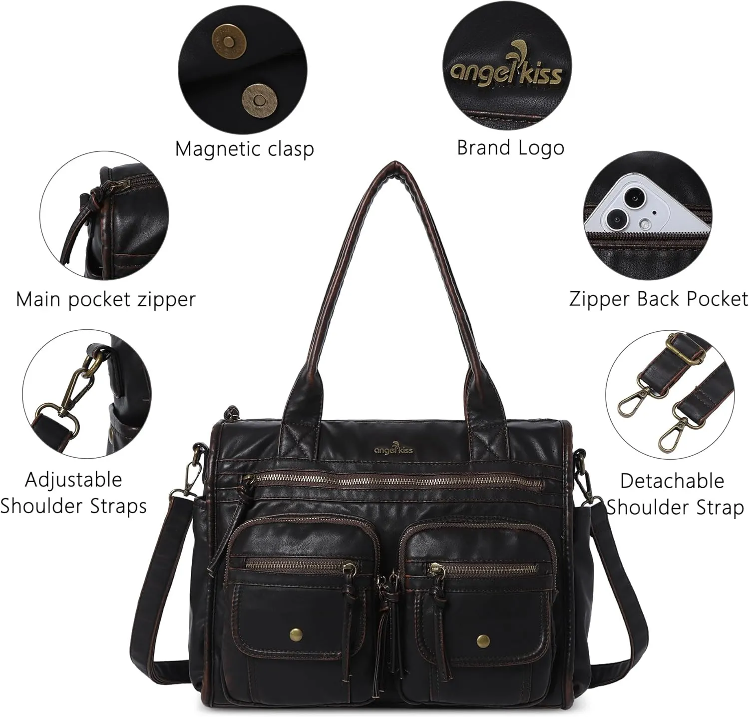 Angelkiss Purses and Handbag for Women Soft Leather Hobo Bags Shoulder Bags Women Tote Bag Shoulder Bag