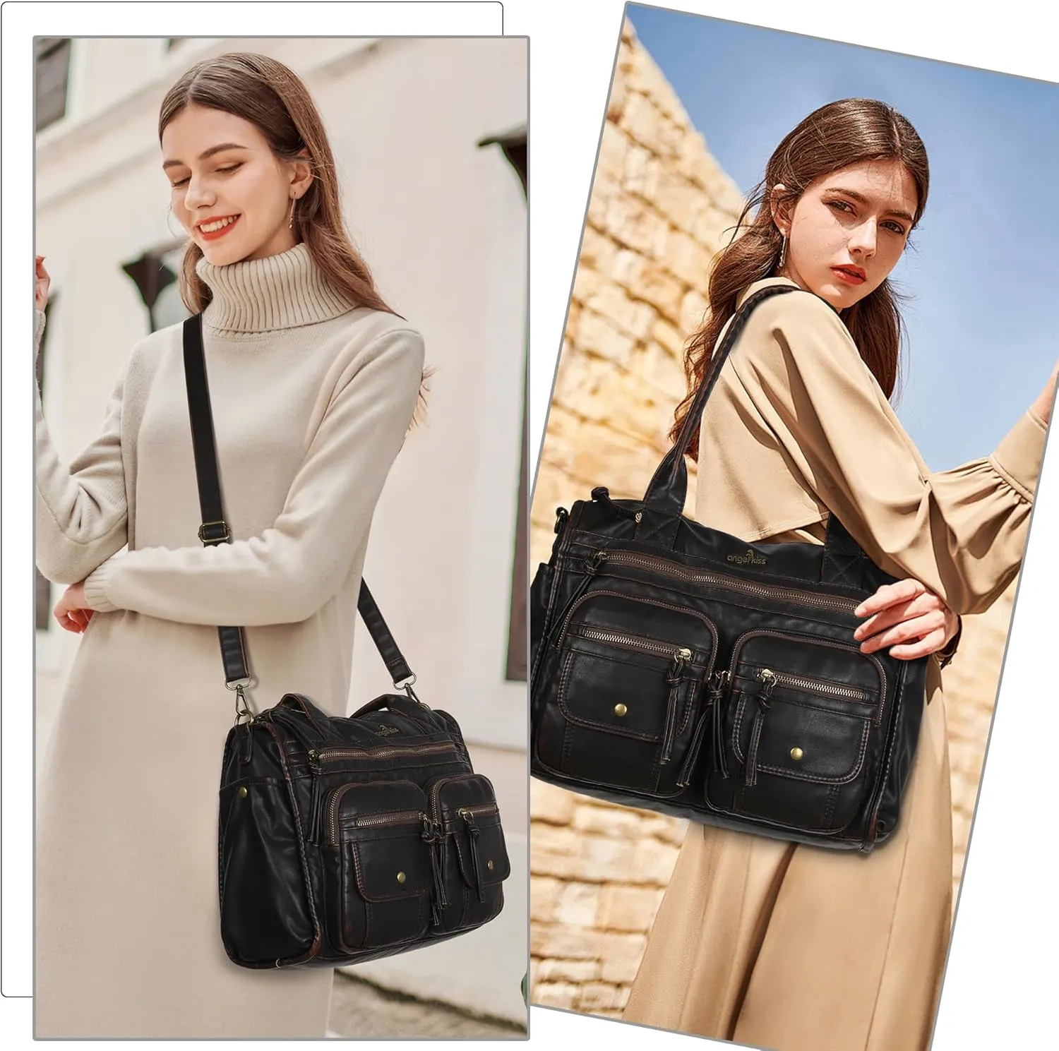 Angelkiss Purses and Handbag for Women Soft Leather Hobo Bags Shoulder Bags Women Tote Bag Shoulder Bag