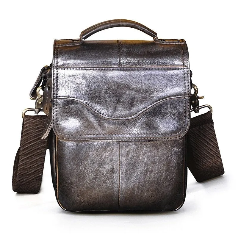 Angelo Ricci™ Casual Design Tablet Size Leather Crossbody Bag