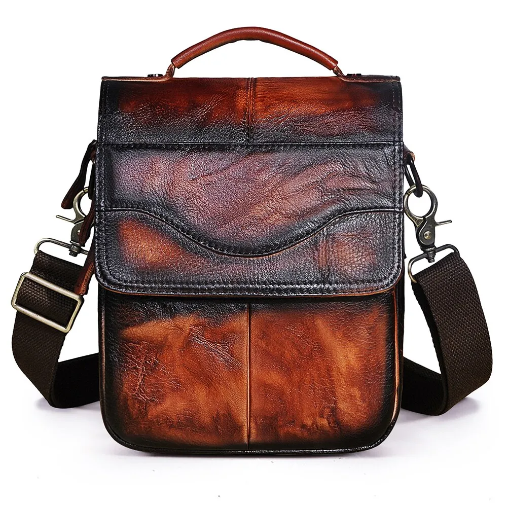 Angelo Ricci™ Casual Design Tablet Size Leather Crossbody Bag