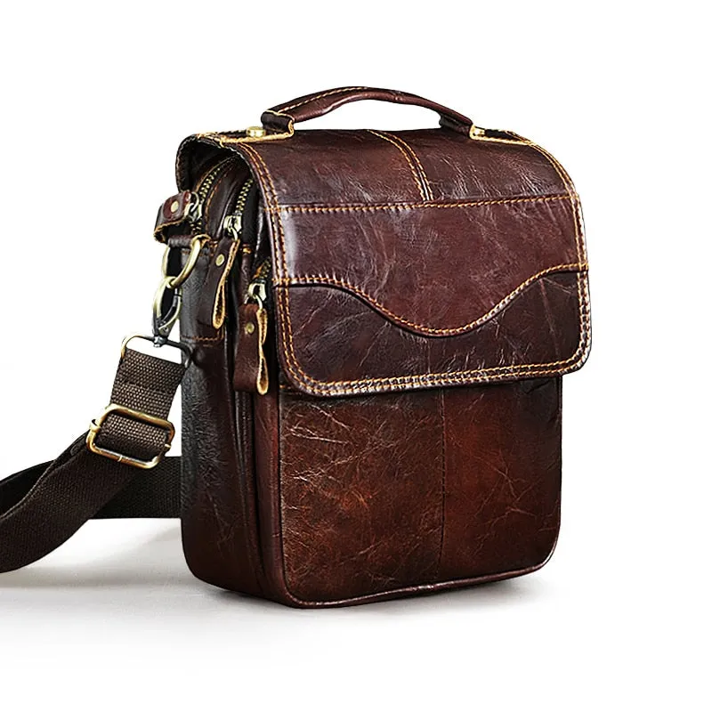 Angelo Ricci™ Casual Design Tablet Size Leather Crossbody Bag