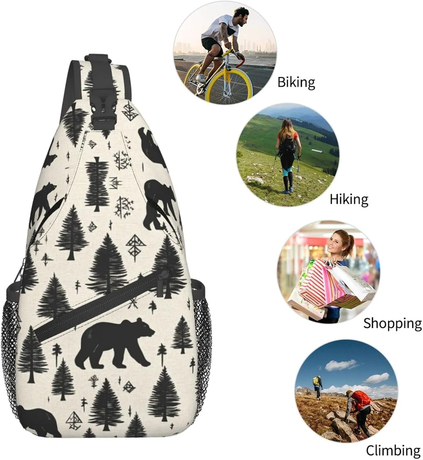 Animal Print Sling Bag Crossbody Shoulder Backpack Chest Bags Gym Travel Hiking Casual Daypack