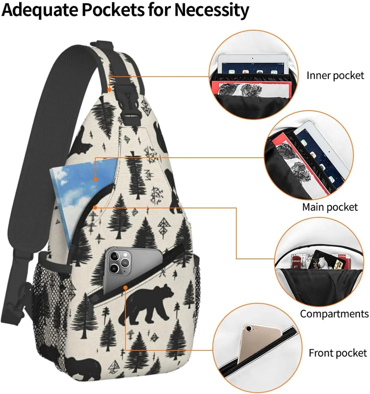 Animal Print Sling Bag Crossbody Shoulder Backpack Chest Bags Gym Travel Hiking Casual Daypack