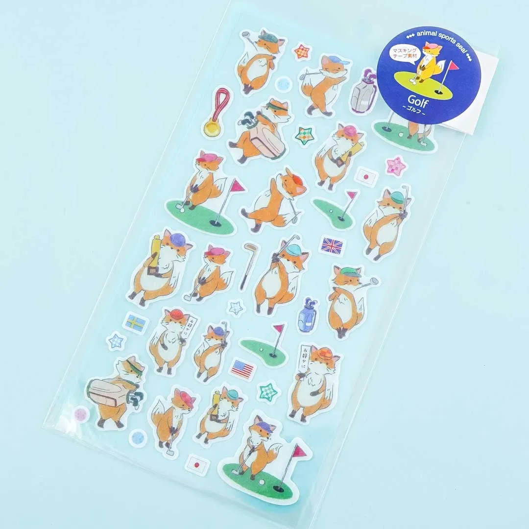 Animal Sports Large Seal Stickers - Fox Golf