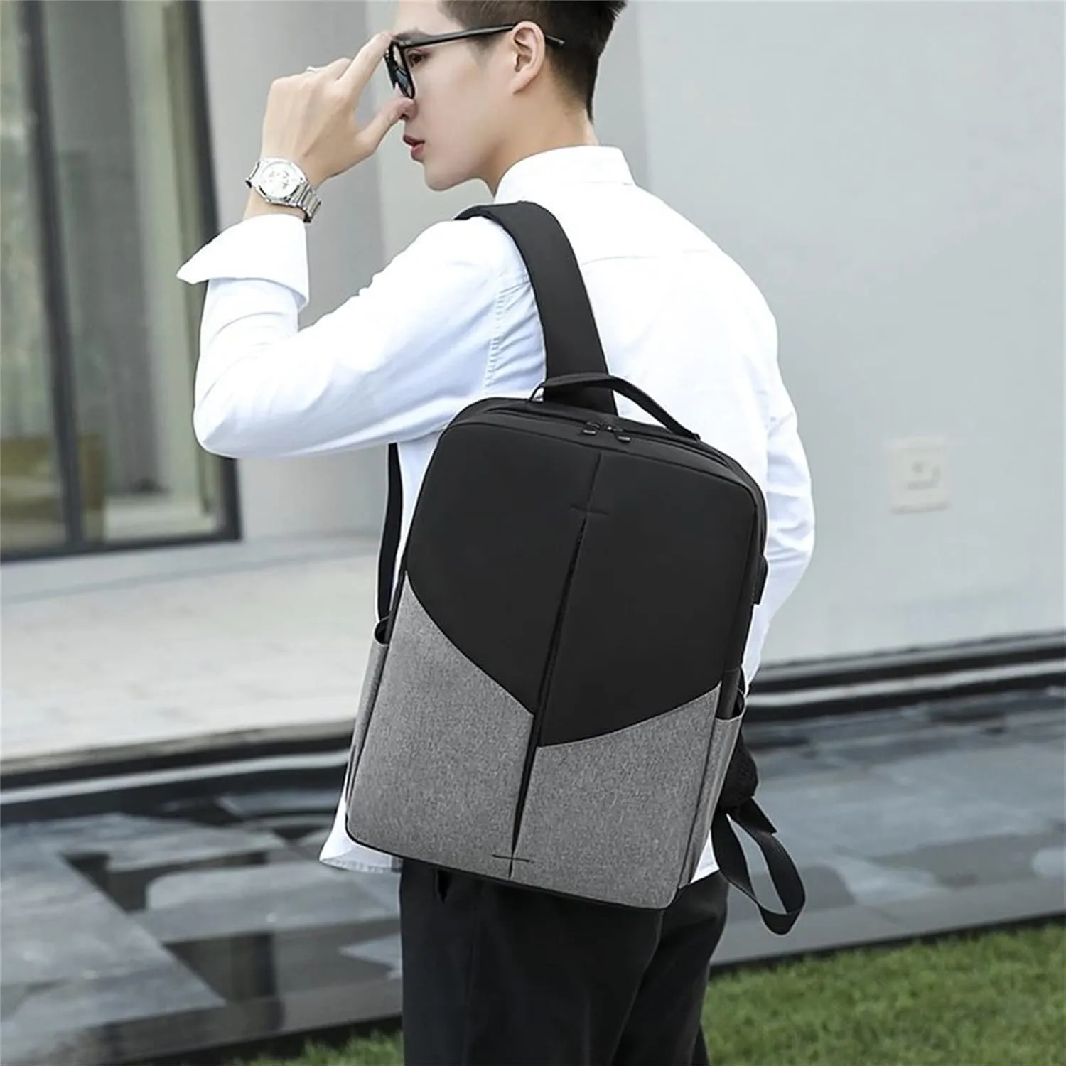 Anti Theft Backpack with Secured Zipper Transparent Practical Large Capacity Zipper Backpacks Carry on Backpack(Grey)