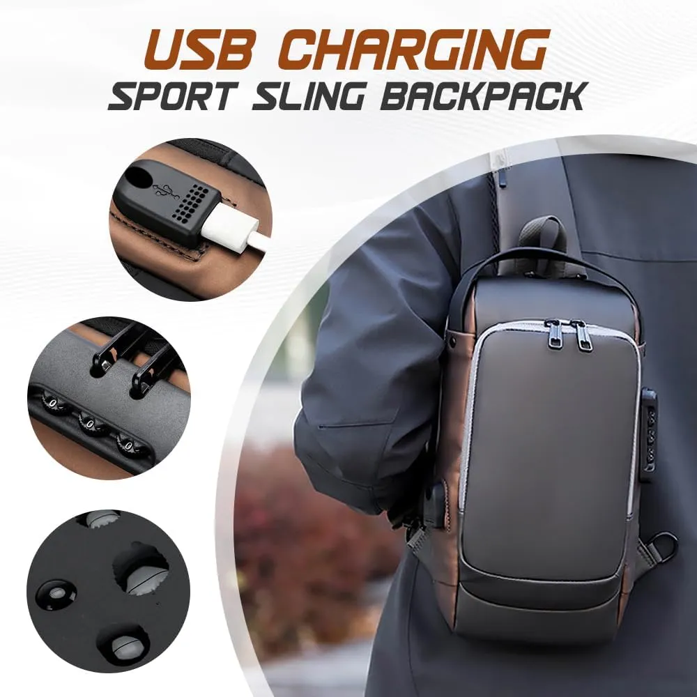 Anti-Theft Unisex Crossbody Sling Bag, Sport Waterproof Crossbody Chest Bags for Daily use,with USB Charging Port