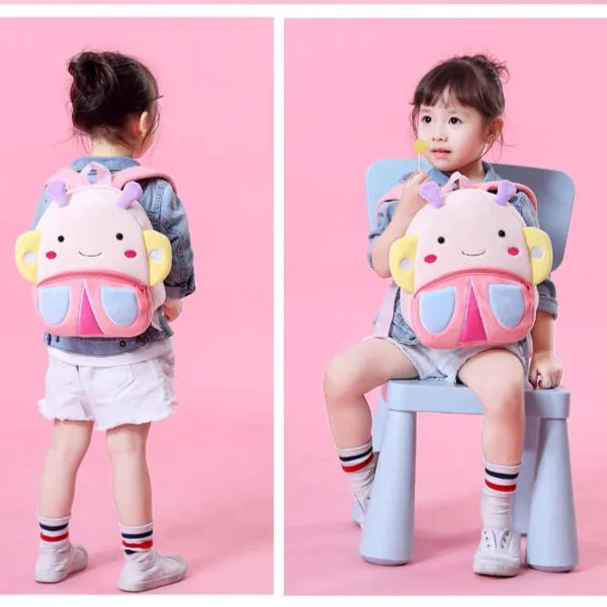 Anykidz 3D Pink Butterfly Kids School Backpack Cute Cartoon Animal Style Children Toddler Plush Bag Perfect Accessories For Baby Girls and Boys