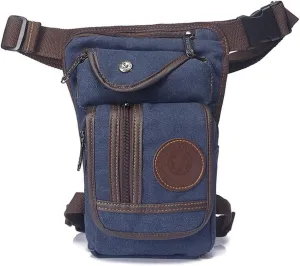 AOLAILUD Tactical Thigh Drop Leg Bag for Men Fanny Pack Military Motorcycle Rider Multi-Pocket Waist Bags Mens Travel Hiking Climbing Cycling Outdoors (Blue)