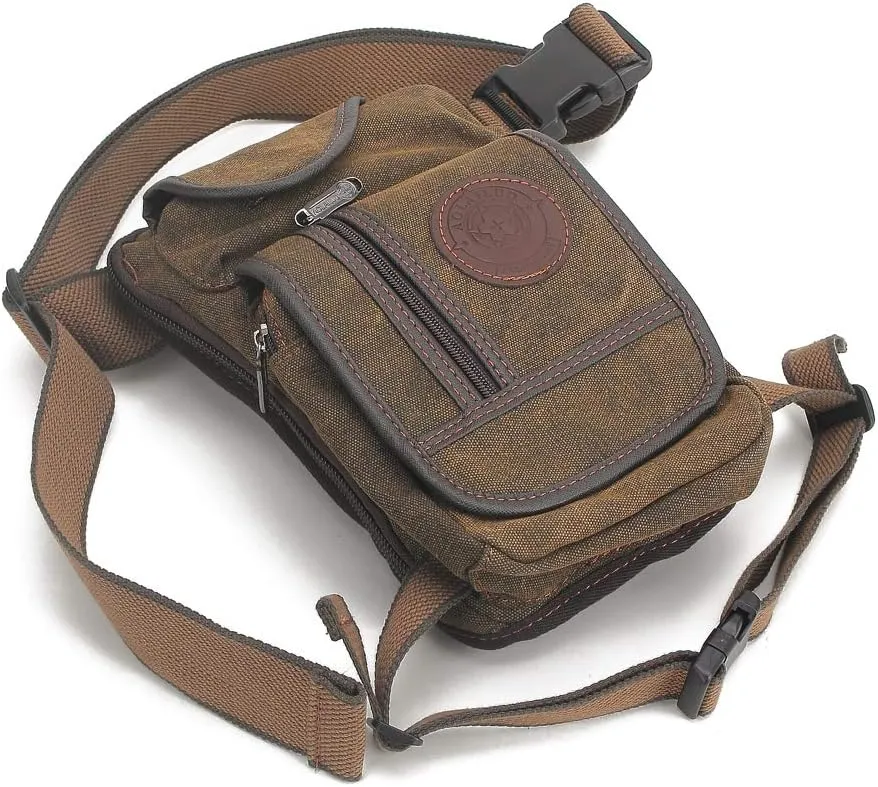 AOLAILUD Tactical Thigh Drop Leg Bag for Men Fanny Pack Military Motorcycle Rider Multi-Pocket Waist Bags Mens Travel Hiking Climbing Cycling Outdoors (Brown)