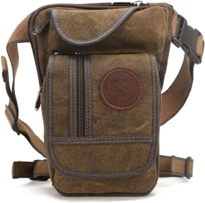 AOLAILUD Tactical Thigh Drop Leg Bag for Men Fanny Pack Military Motorcycle Rider Multi-Pocket Waist Bags Mens Travel Hiking Climbing Cycling Outdoors (Brown)