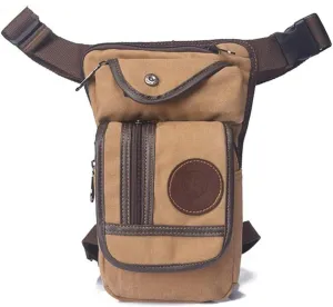 AOLAILUD Tactical Thigh Drop Leg Bag for Men Fanny Pack Military Motorcycle Rider Multi-Pocket Waist Bags Mens Travel Hiking Climbing Cycling Outdoors (Light Brown)