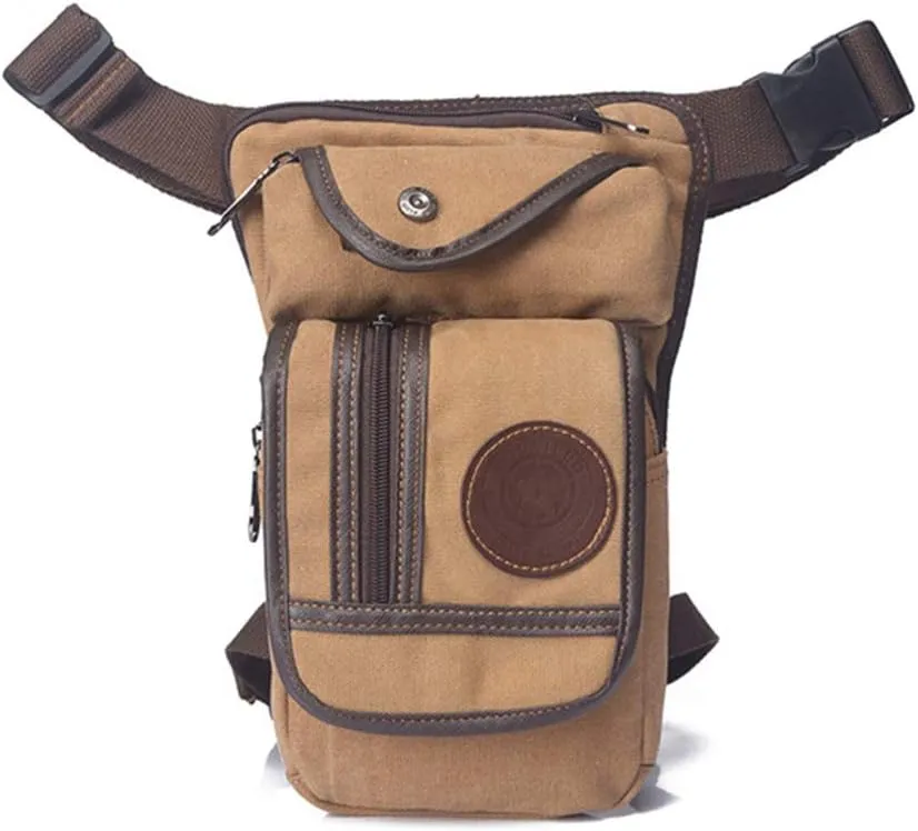 AOLAILUD Tactical Thigh Drop Leg Bag for Men Fanny Pack Military Motorcycle Rider Multi-Pocket Waist Bags Mens Travel Hiking Climbing Cycling Outdoors (Light Brown)