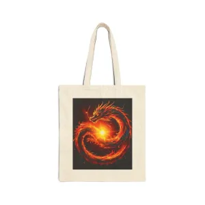 Artistic Cotton Canvas Tote Bag - Vibrant Dragon & Japan Designs
