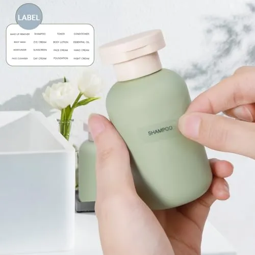 ASEVAT 6.7oz Leak Proof Travel Bottle, Plastic Bottles with Caps, Squeeze Bottles for Liquids, Refillable Shampoo and Conditioner Bottles (6Pcs)
