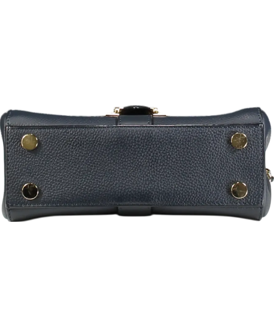 Aspinal Of London Navy Blue Pebbled Leather medium Lottie Bag
