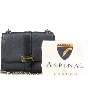 Aspinal Of London Navy Blue Pebbled Leather medium Lottie Bag