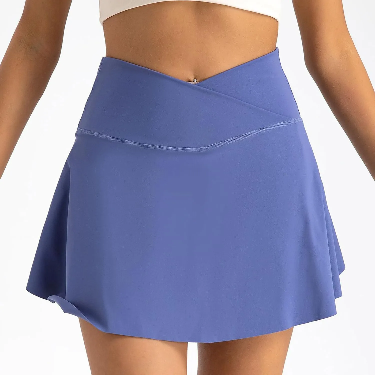 Athletic Skirts Women with Pockets Lightweight Cross Waist Tennis Skorts Casual Mini Golf Skirt with Shorts