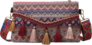 AuSion Mini Crossbody Bags for Women Bohemian Clutch Purses Tassels Envelope Package Purse