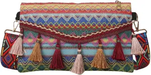 AuSion Mini Crossbody Bags for Women Bohemian Clutch Purses Tassels Envelope Package Purse