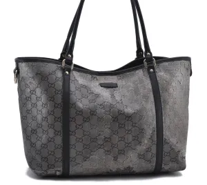 Auth GUCCI Crystal Shoulder Tote Bag PVC Leather 197953 Black Gold Junk 7140C