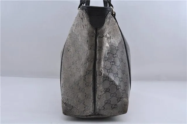 Auth GUCCI Crystal Shoulder Tote Bag PVC Leather 197953 Black Gold Junk 7140C