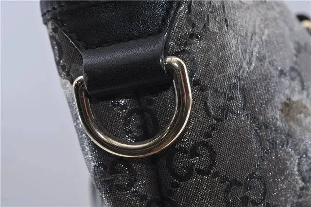 Auth GUCCI Crystal Shoulder Tote Bag PVC Leather 197953 Black Gold Junk 7140C