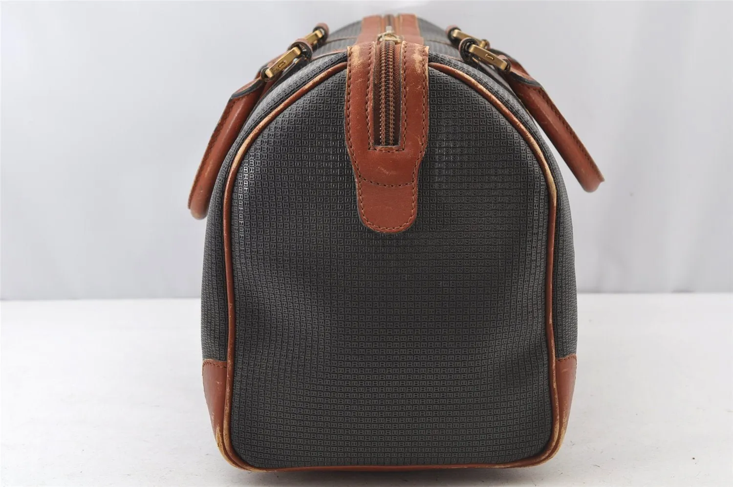 Authentic BALLY Vintage PVC Leather Travel Boston Bag Brown 2703J