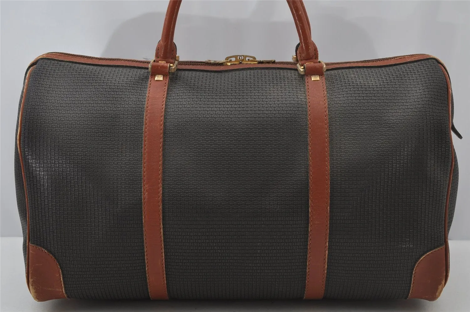 Authentic BALLY Vintage PVC Leather Travel Boston Bag Brown 2703J