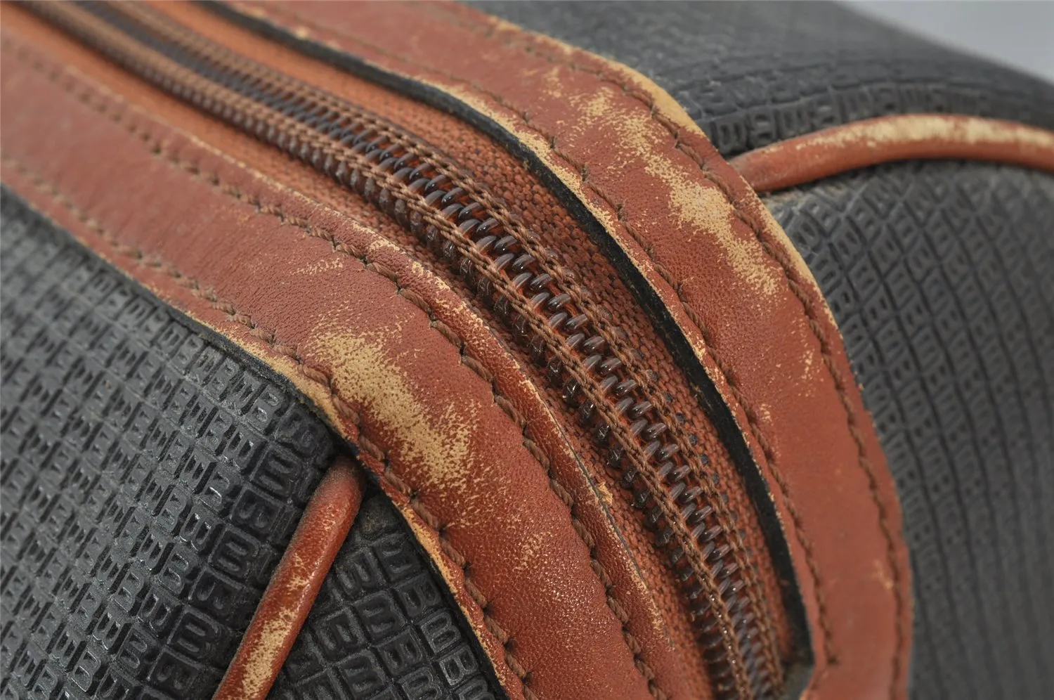 Authentic BALLY Vintage PVC Leather Travel Boston Bag Brown 2703J
