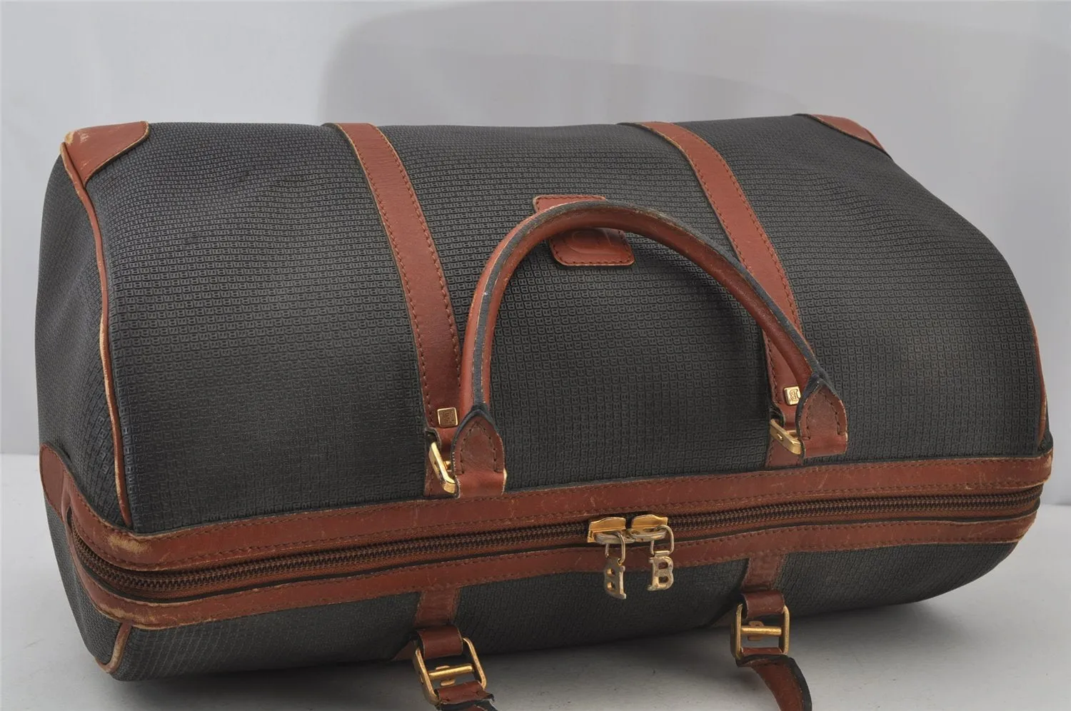 Authentic BALLY Vintage PVC Leather Travel Boston Bag Brown 2703J