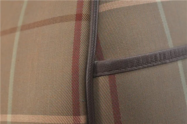 Authentic Burberrys Vintage Check Canvas Travel Boston Bag Khaki Brown 0283D