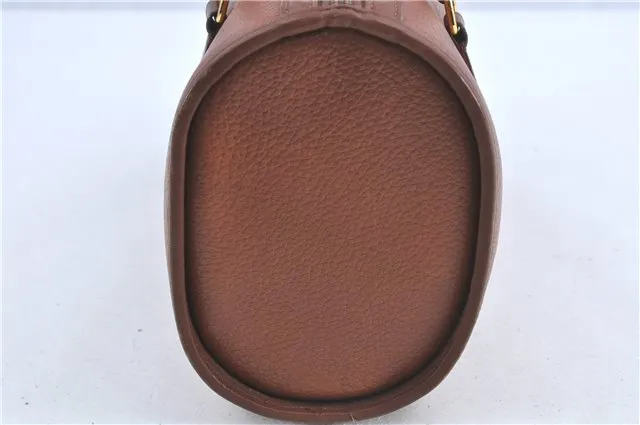 Authentic Burberrys Vintage Leather Shoulder Boston Bag Brown J0294