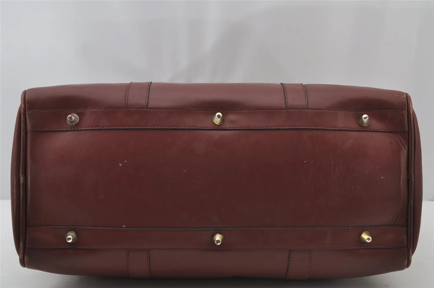 Authentic Cartier Must de Cartier Boston Hand Bag Leather Bordeaux Red 2681J