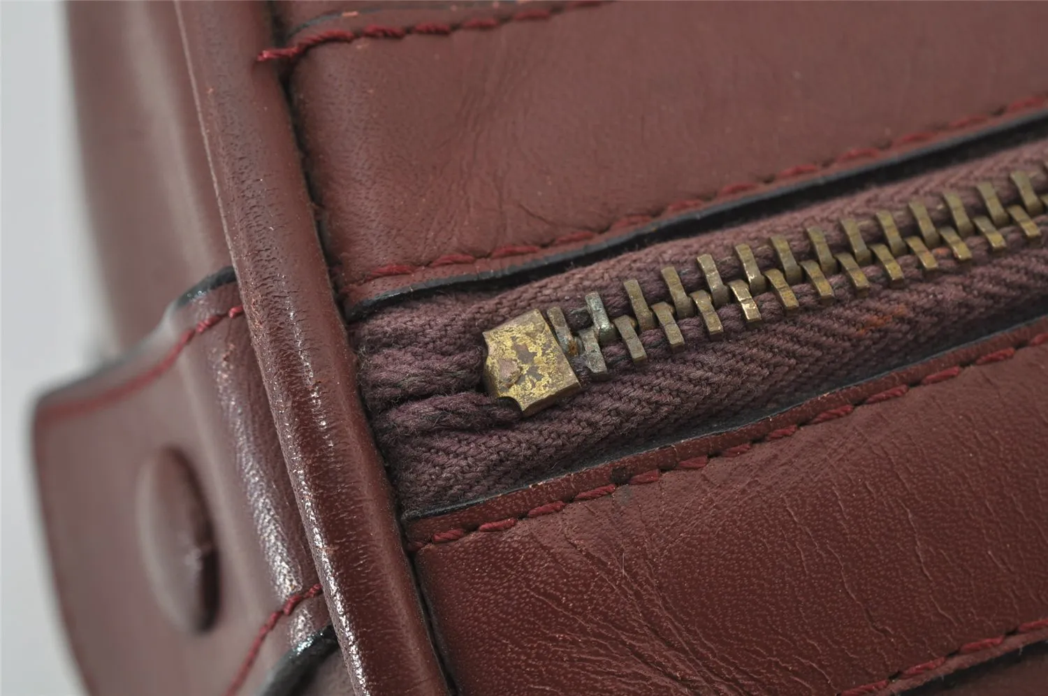 Authentic Cartier Must de Cartier Boston Hand Bag Leather Bordeaux Red 2681J