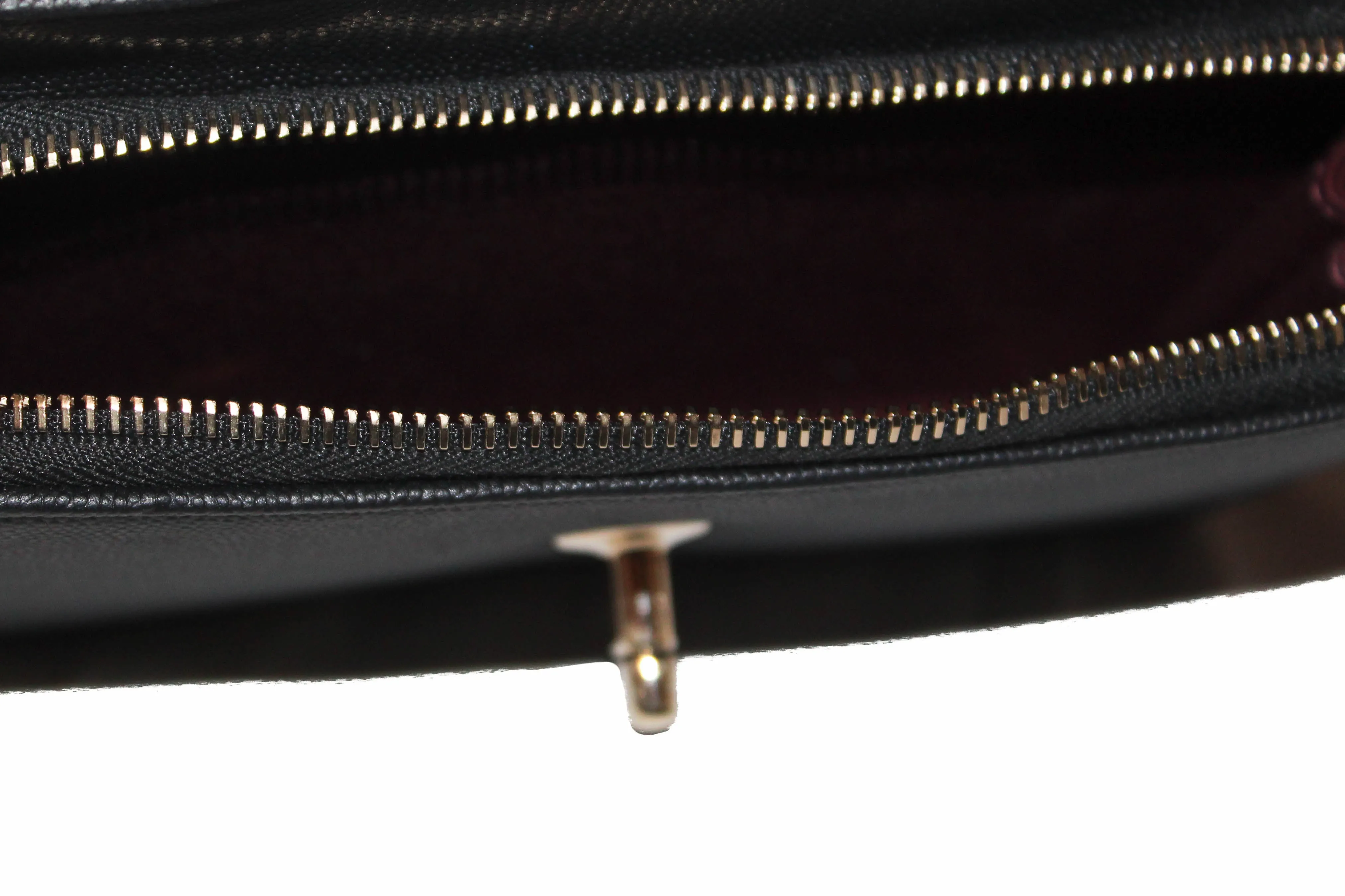 Authentic Chanel Black Caviar Leather Medium Business Affinity Flap Bag with Top Handle Messenger Bag