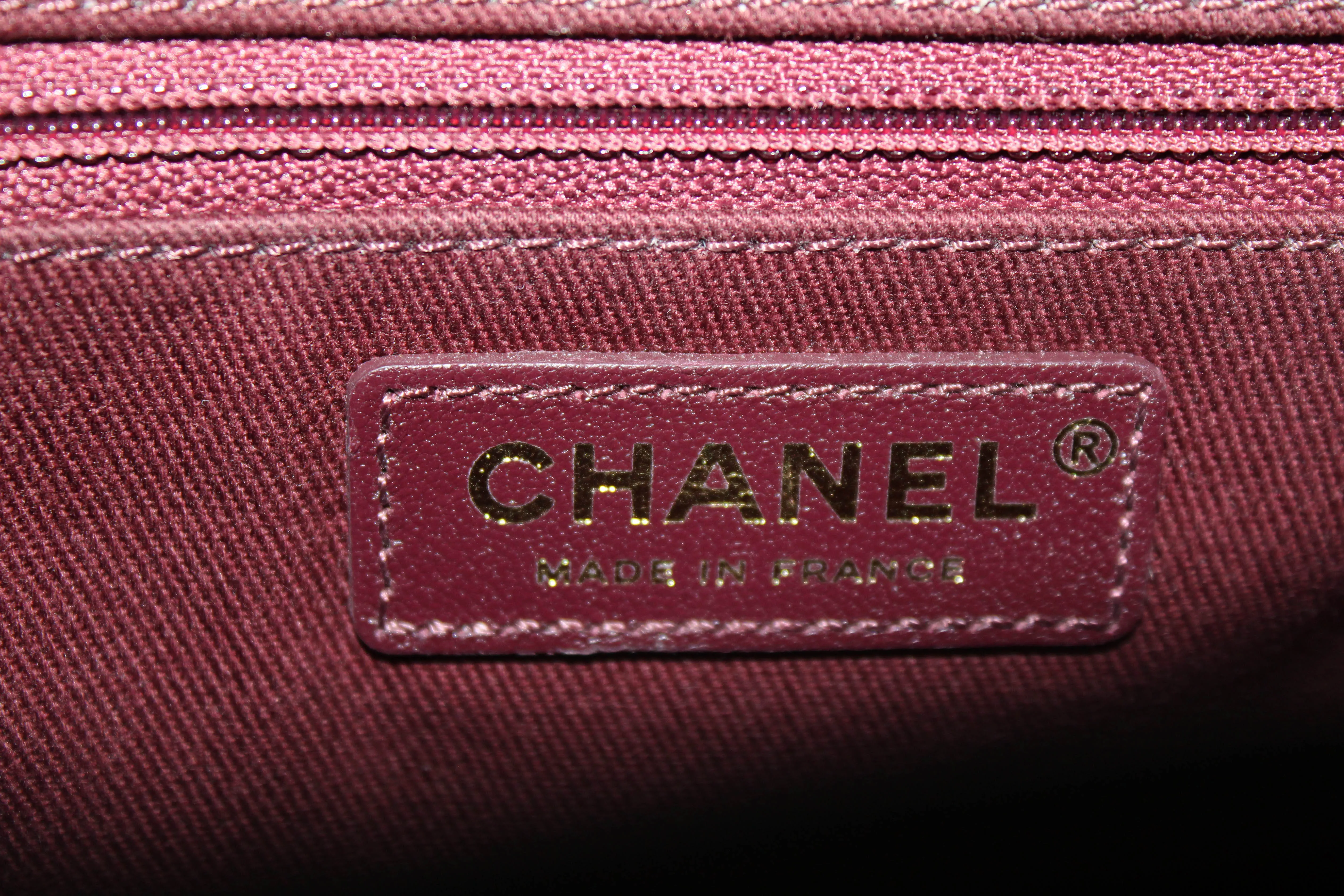 Authentic Chanel Black Caviar Leather Medium Business Affinity Flap Bag with Top Handle Messenger Bag