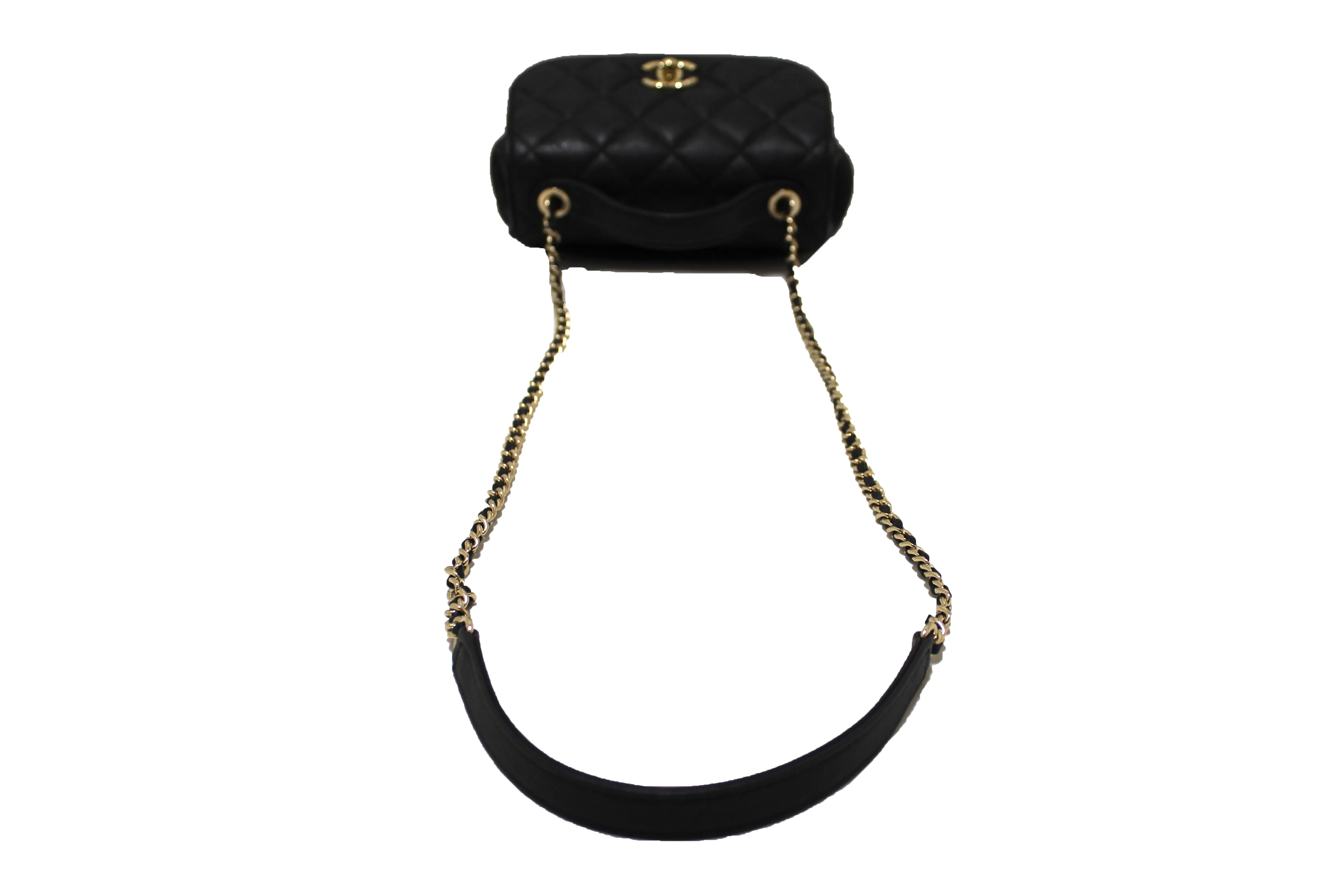 Authentic Chanel Black Caviar Leather Small Business Affinity Messenger Crossbody Bag