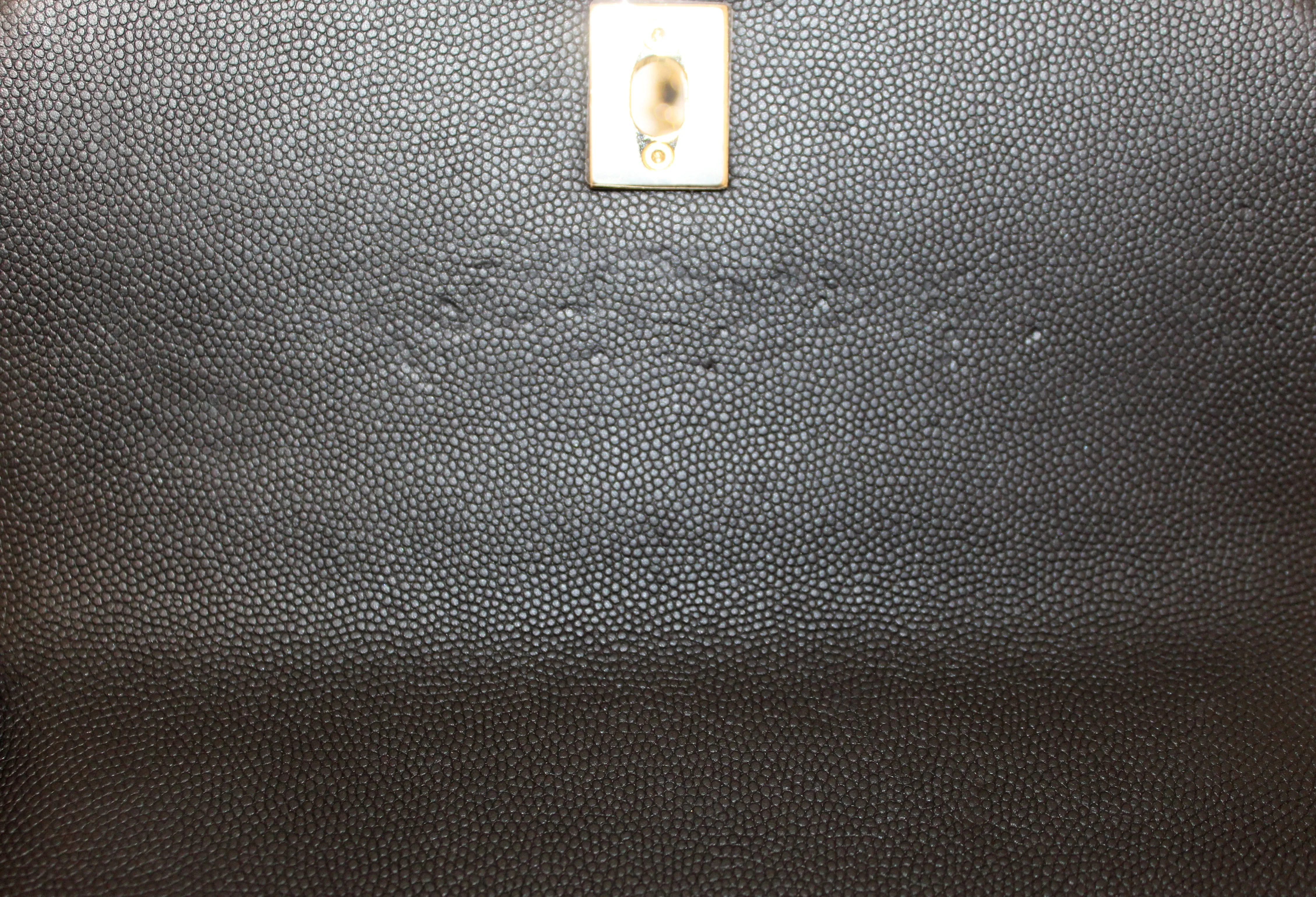 Authentic Chanel Black Caviar Leather Small Business Affinity Messenger Crossbody Bag