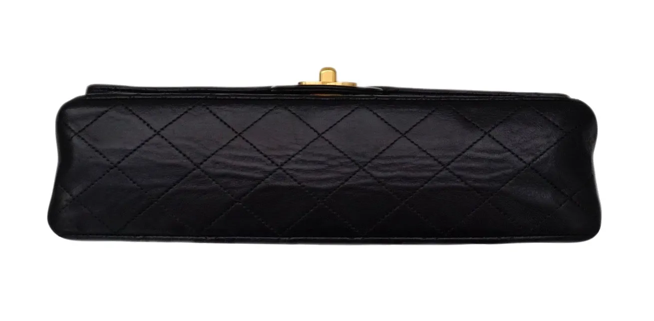 Authentic Chanel Vintage Black Lambskin 2.55 10” Medium Flap Handbag