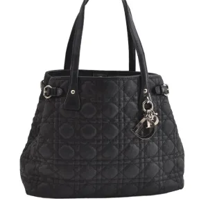 Authentic Christian Dior Panarea Cannage Tote Bag PVC Leather Black 5700I