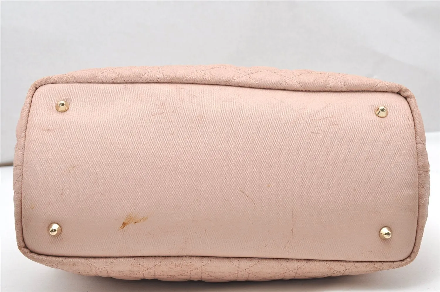 Authentic Christian Dior Panarea Cannage Tote Bag PVC Leather Pink Junk 2956K