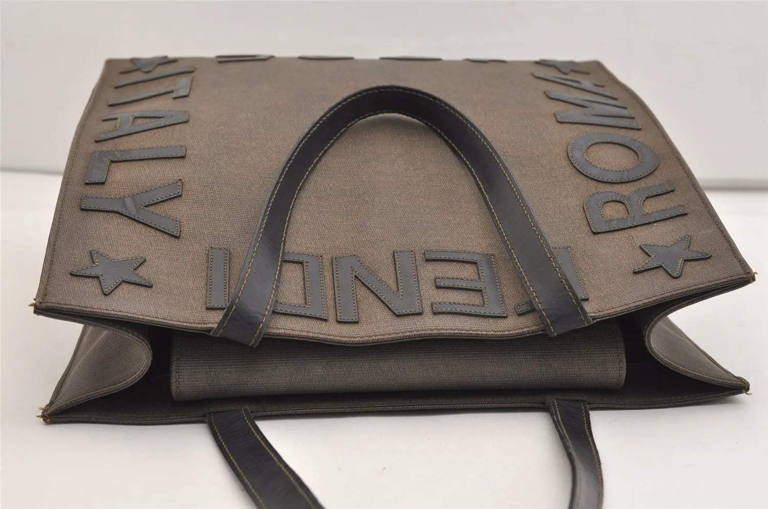 Authentic FENDI Vintage PVC Leather Shoulder Tote Bag Brown 6318J