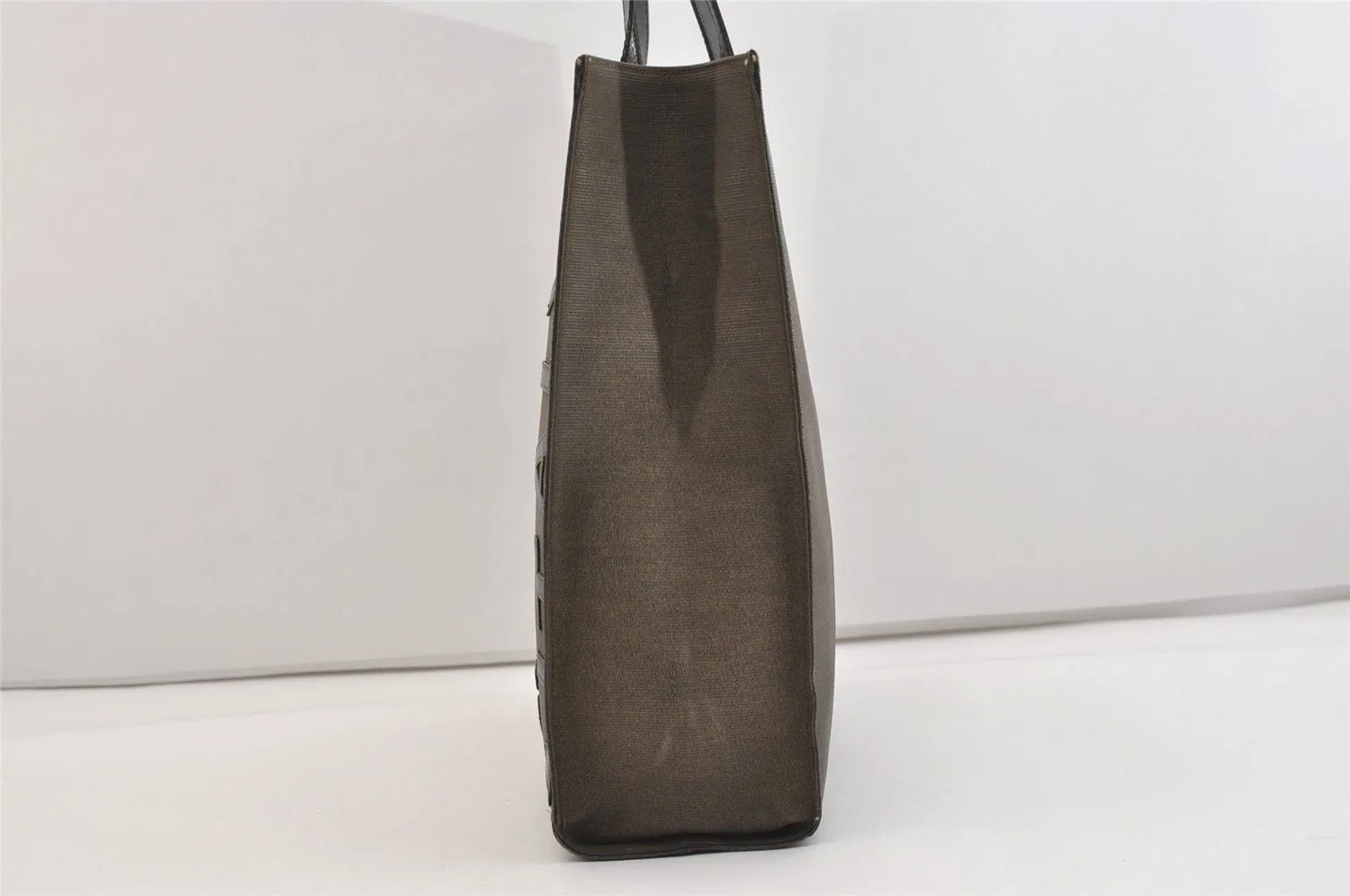 Authentic FENDI Vintage PVC Leather Shoulder Tote Bag Brown 6318J