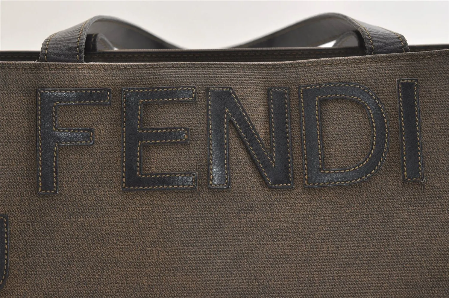 Authentic FENDI Vintage PVC Leather Shoulder Tote Bag Brown 6318J