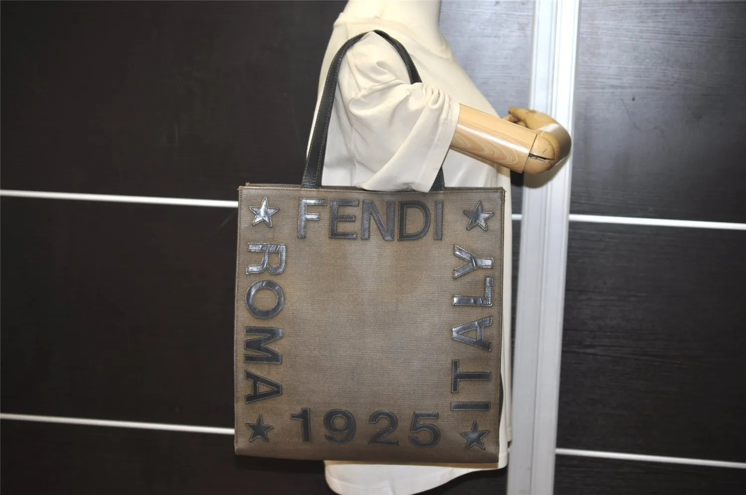 Authentic FENDI Vintage PVC Leather Shoulder Tote Bag Brown 6318J