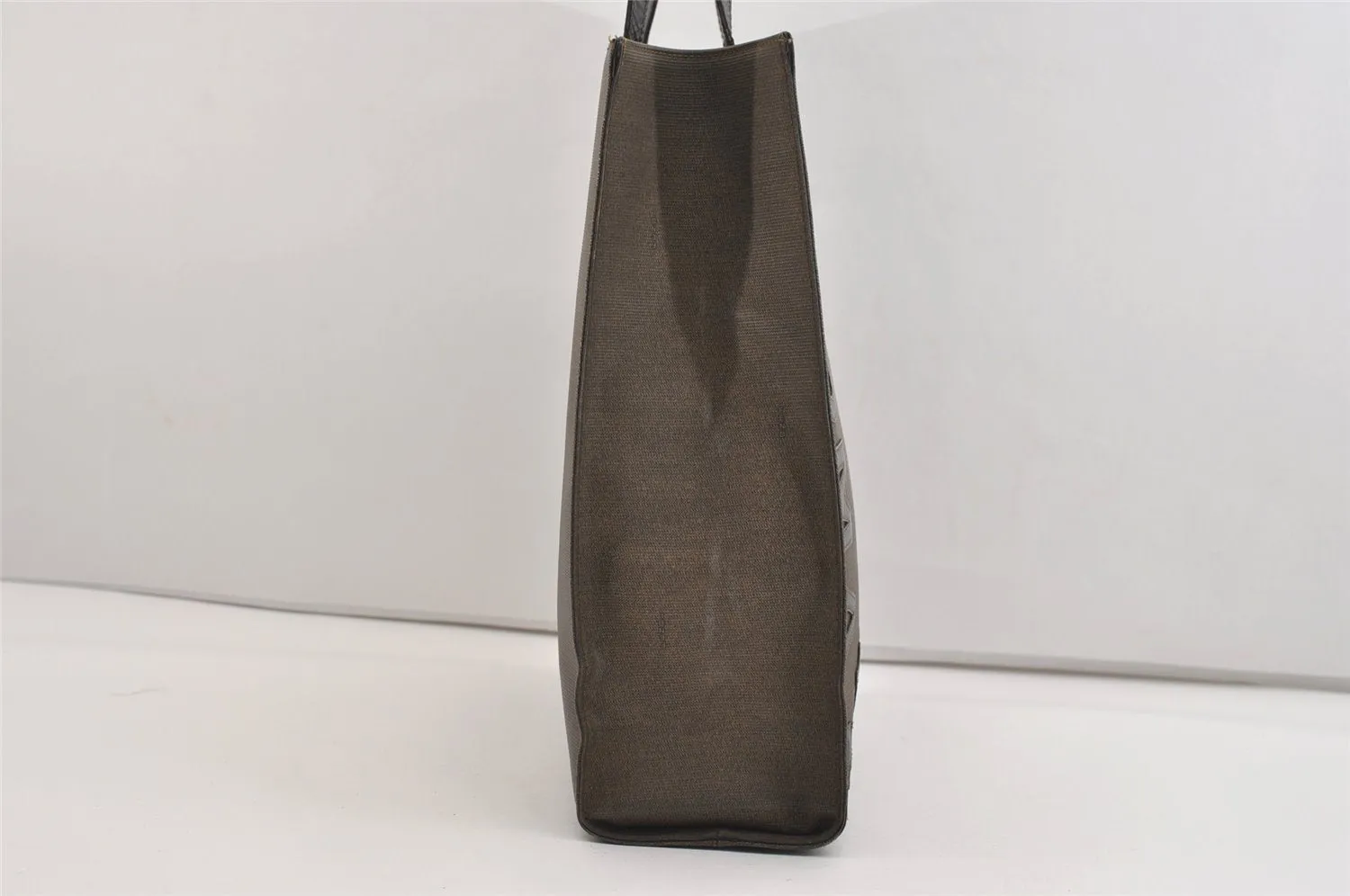 Authentic FENDI Vintage PVC Leather Shoulder Tote Bag Brown 6318J