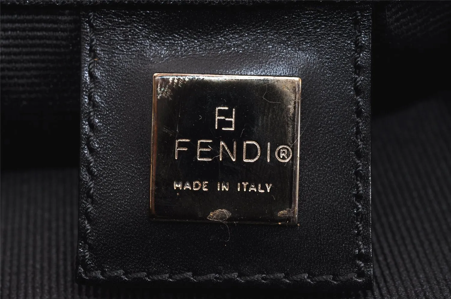 Authentic FENDI Vintage Travel Boston Bag Nylon Leather Black 2957J