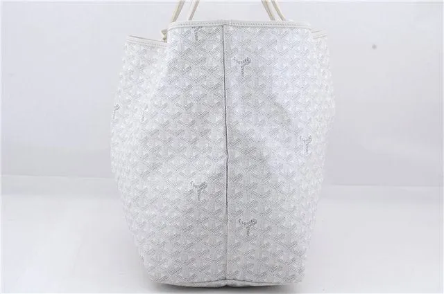 Authentic Goyard Saint Louis GM Shoulder Tote Bag PVC Leather White 8465D